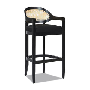 English Elm Jennifer Taylor Home - Americana Mid-Century Modern 30.5" Cane Back Bar Stool with Solid Oak Frame, Handmade Craftsmanship Black B2719P297791
