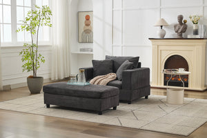 English Elm Chaise Lounge Chair With Removable Ottoman & Pillows - Modern, Pet-Friendly Accent Sofa Bed For Comfort W1170P353049