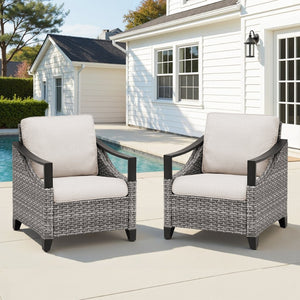 English Elm Outdoor Pe Wicker Lounge Chair Set of 2 with Deep Cushioned Seats for Patio Decks T3773P416068