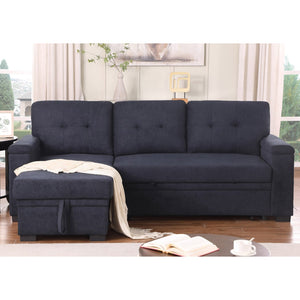 English Elm Woven Fabric Reversible Sleeper Sectional Sofa With Storage Chaise For Compact Living Spaces B016S00045-GIGA