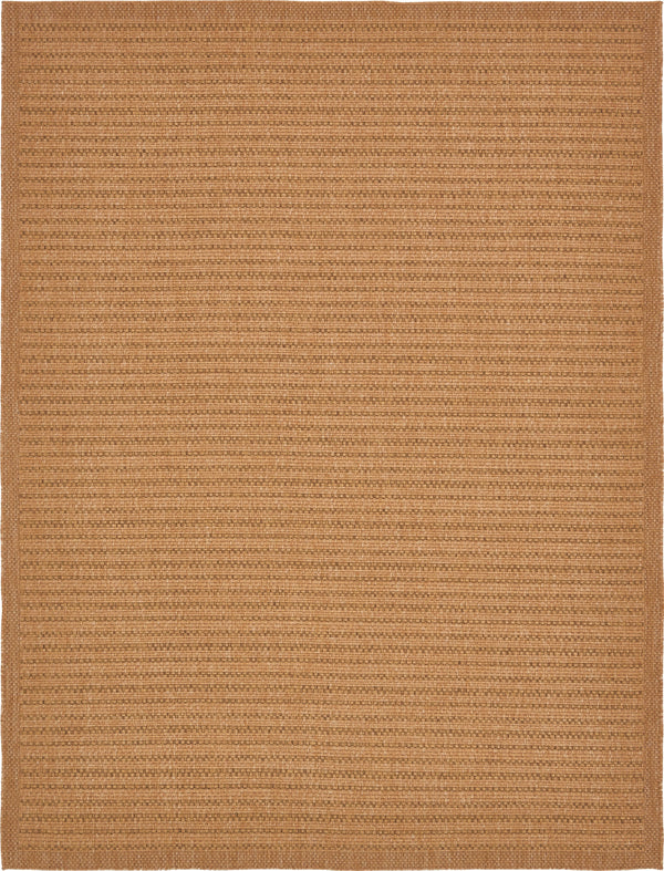 Unique Loom Outdoor Border Checkered Machine Made Border Rug Light Brown, Light Brown 9' 0" x 12' 0"