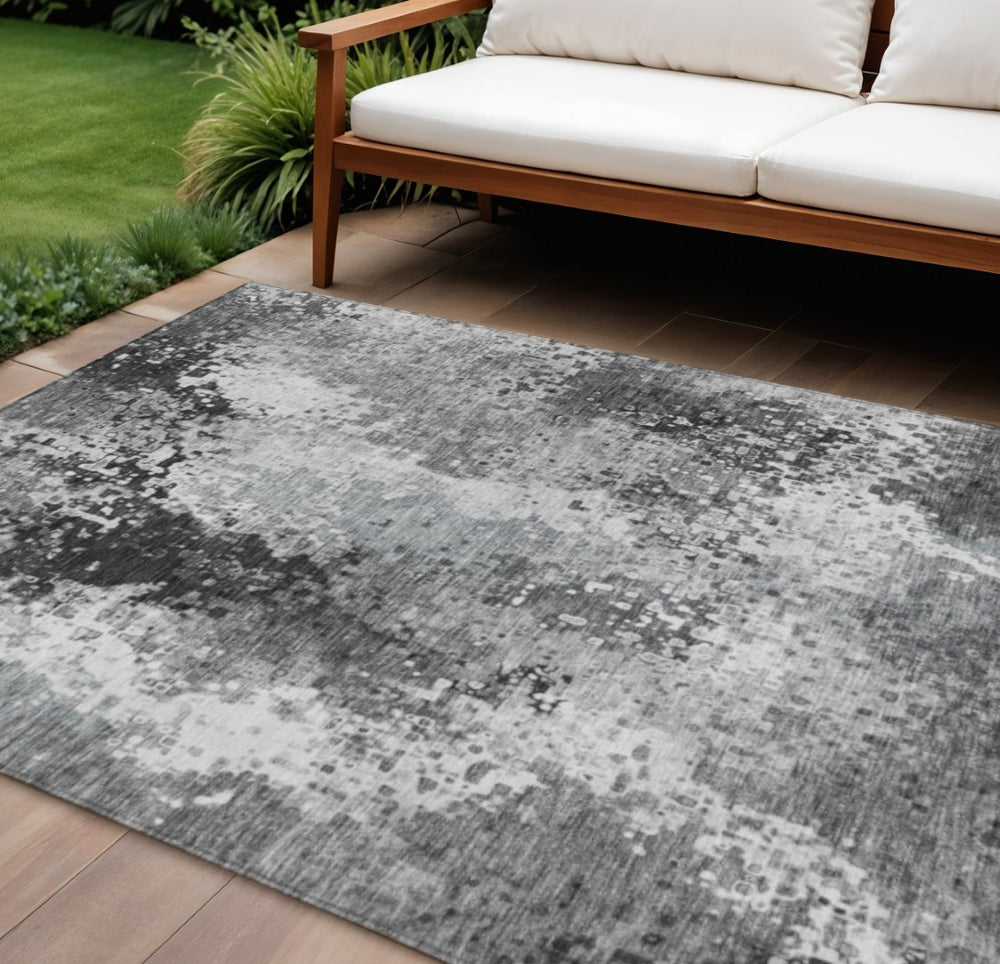 HomeRoots 8' X 10' Gray and Silver Abstract Area Rug – Stylish, Washable, Durable for Indoor & Outdoor Use! 640007