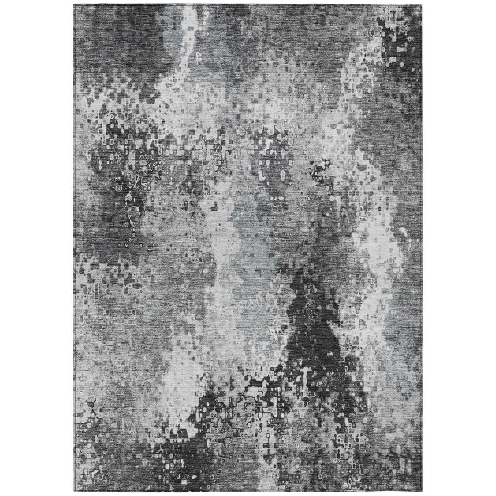 HomeRoots 8' X 10' Gray and Silver Abstract Area Rug – Stylish, Washable, Durable for Indoor & Outdoor Use! 640007