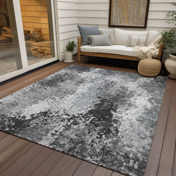 HomeRoots 8' X 10' Gray and Silver Abstract Area Rug – Stylish, Washable, Durable for Indoor & Outdoor Use! 640007
