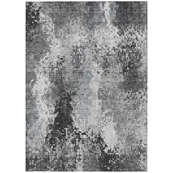 HomeRoots 9' X 12' Gray and Silver Abstract Washable Area Rug - Durable, Stylish, Perfect for Indoor/Outdoor Use 640008