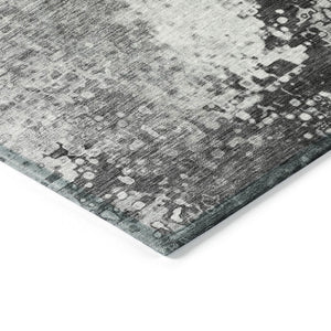 HomeRoots 9' X 12' Gray and Silver Abstract Washable Area Rug - Durable, Stylish, Perfect for Indoor/Outdoor Use 640008