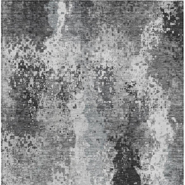 HomeRoots 9' X 12' Gray and Silver Abstract Washable Area Rug - Durable, Stylish, Perfect for Indoor/Outdoor Use 640008