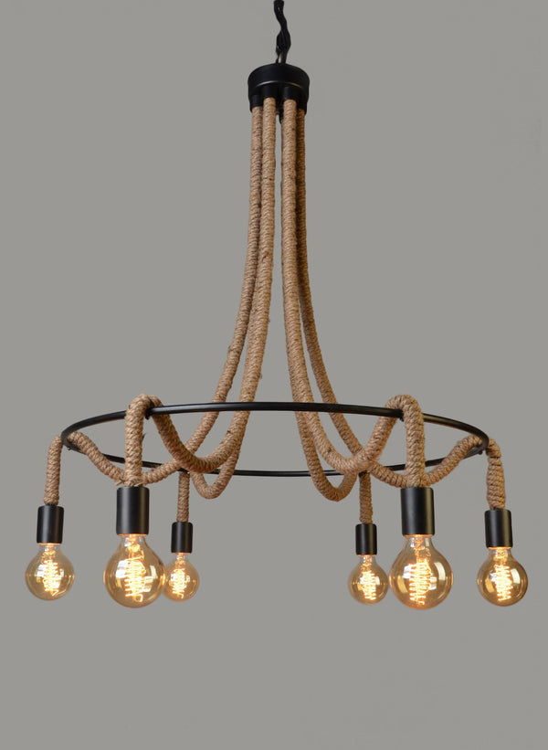 Moti Emily Iron and Jute Drape Pendant 64001011