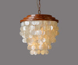 Daisy Capiz Shell & Wood Pendant Light - Stunning Home Decor Chandelier for Elegant Illumination