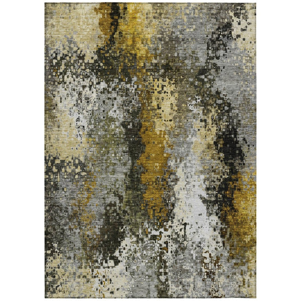 HomeRoots 10' X 14' Stylish Pewter Gold & Silver Abstract Area Rug - Durable, Washable, Indoor/Outdoor Use! 640021