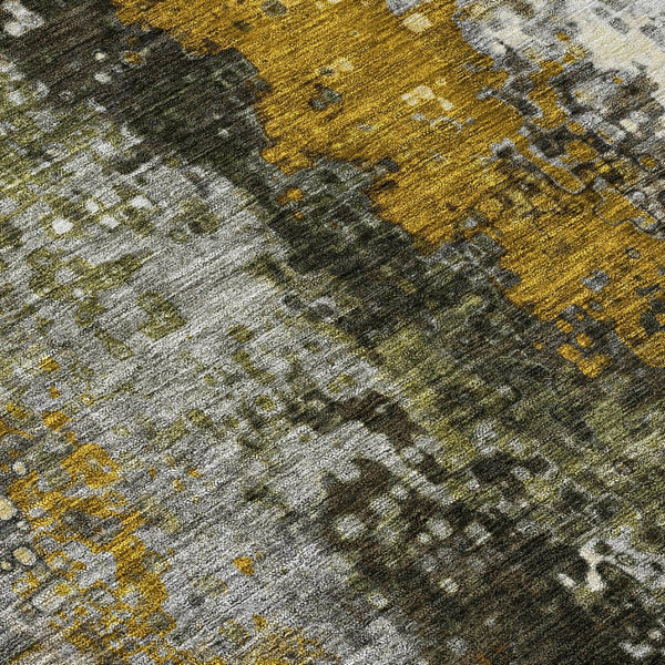 HomeRoots 10' X 14' Stylish Pewter Gold & Silver Abstract Area Rug - Durable, Washable, Indoor/Outdoor Use! 640021