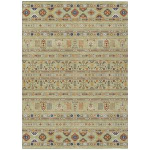 HomeRoots 10' Tribal Washable Area Rug in Artichoke Green, Blue & Copper for Indoor & Outdoor Durability 640027