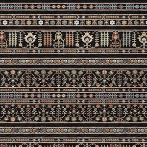 HomeRoots 5' Tribal Washable Area Rug in Bold Black, Blue & Copper - Perfect for Indoor & Outdoor Spaces! 640029