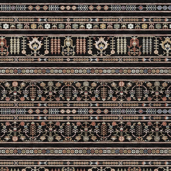HomeRoots 5' Tribal Washable Area Rug in Bold Black, Blue & Copper - Perfect for Indoor & Outdoor Spaces! 640029