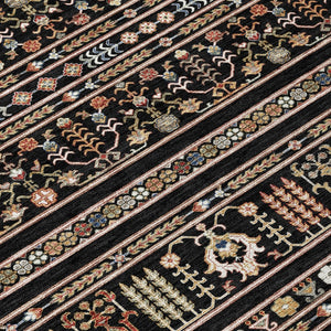 HomeRoots 8' Round Tribal Area Rug in Black, Blue, and Copper – Washable, Durable for Indoor & Outdoor Use! 640030