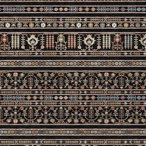HomeRoots 8' X 10' Stylish Black, Blue & Copper Tribal Washable Area Rug for Indoor & Outdoor Spaces 640031