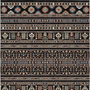 HomeRoots 10' Tribal Washable Area Rug in Black, Blue & Copper – Perfect for Indoor/Outdoor Spaces! 640033