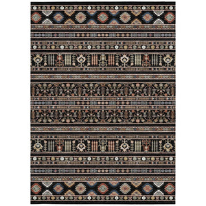 HomeRoots 10' Tribal Washable Area Rug in Black, Blue & Copper – Perfect for Indoor/Outdoor Spaces! 640033