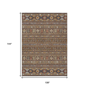 HomeRoots 9' X 12' Vibrant Tribal Area Rug – Washable, Stain-Resistant Indoor/Outdoor Design for Every Space 640038