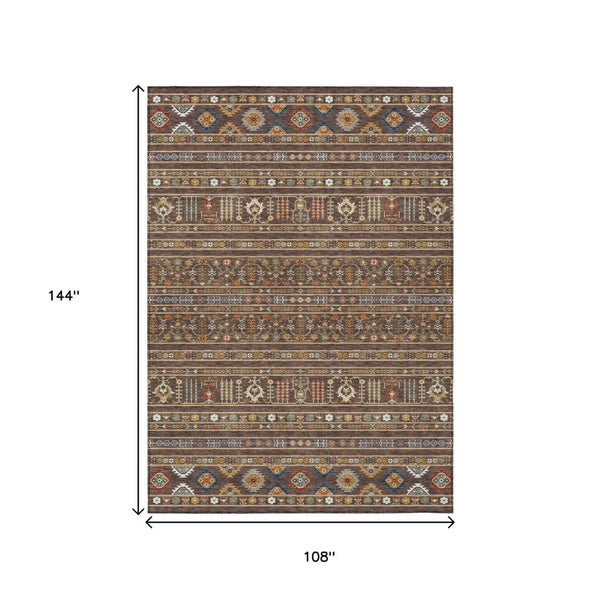 HomeRoots 9' X 12' Vibrant Tribal Area Rug – Washable, Stain-Resistant Indoor/Outdoor Design for Every Space 640038