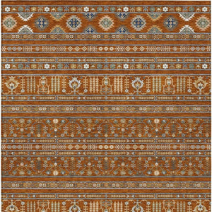HomeRoots 5' X 8' Tribal Washable Area Rug in Rust, Blue, and Ivory – Durable Indoor/Outdoor Decor Solution! 640059
