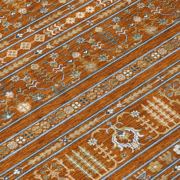 HomeRoots 8' X 10' Tribal Area Rug in Rust, Blue & Ivory - Washable, Durable for Indoor & Outdoor Spaces 640061