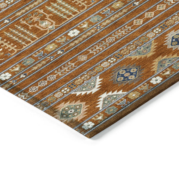 HomeRoots 9' X 12' Tribal Area Rug in Rust, Blue & Ivory - Washable, Durable for Indoor & Outdoor Use! 640062