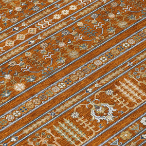 HomeRoots 9' X 12' Tribal Area Rug in Rust, Blue & Ivory - Washable, Durable for Indoor & Outdoor Use! 640062