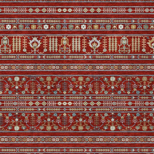HomeRoots 8' X 10' Vibrant Red, Gold & Blue Tribal Washable Area Rug for Indoor & Outdoor Spaces, Durable Design 640067