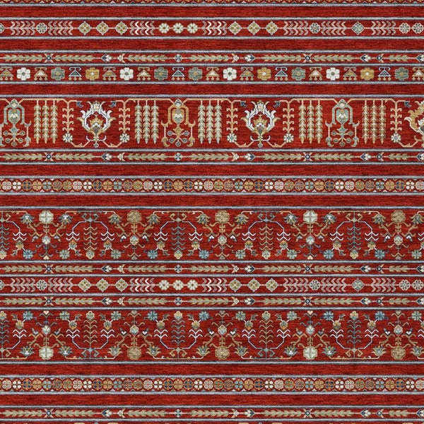 HomeRoots 8' X 10' Vibrant Red, Gold & Blue Tribal Washable Area Rug for Indoor & Outdoor Spaces, Durable Design 640067