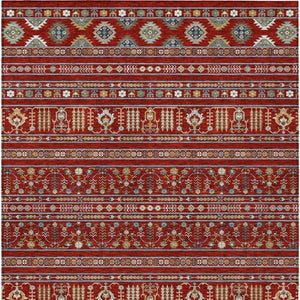 HomeRoots 9' X 12' Vibrant Red Gold Blue Tribal Washable Rug – Stylish, Durable, Indoor & Outdoor Versatility! 640068