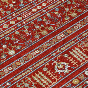 HomeRoots 9' X 12' Vibrant Red Gold Blue Tribal Washable Rug – Stylish, Durable, Indoor & Outdoor Versatility! 640068