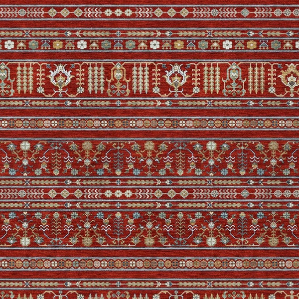 HomeRoots 10' Vibrant Red, Gold & Blue Tribal Washable Area Rug - Perfect for Indoor & Outdoor Spaces! 640069