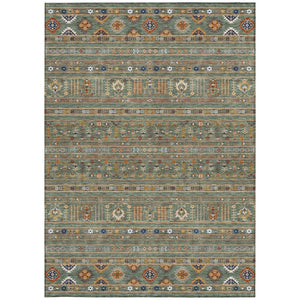 HomeRoots 10' Sage Gold and Copper Tribal Area Rug - Washable, Durable Indoor/Outdoor Design for Any Space 640075