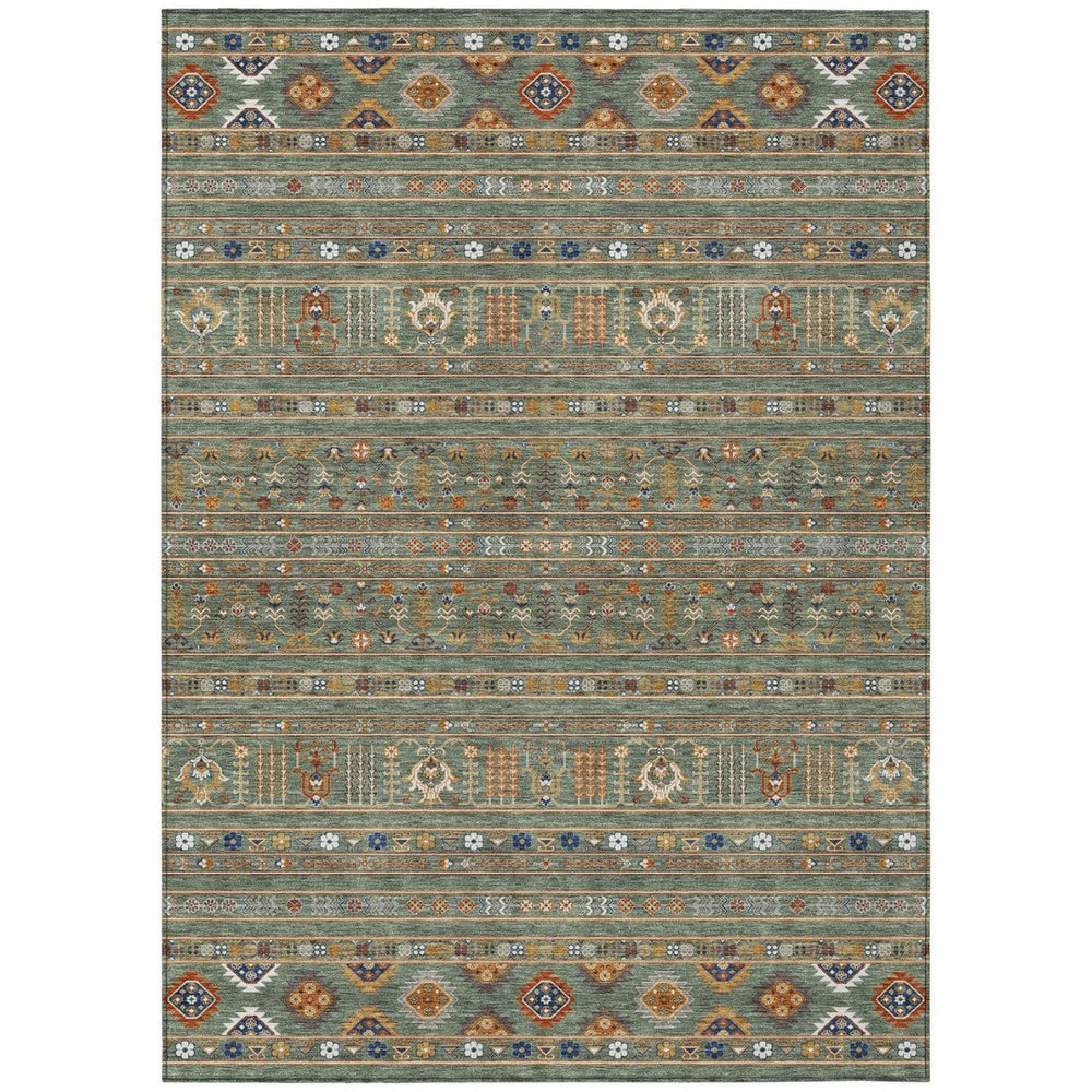 HomeRoots 10' Sage Gold and Copper Tribal Area Rug - Washable, Durable Indoor/Outdoor Design for Any Space 640075