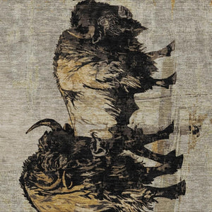 HomeRoots 5' X 8' Khaki Black Ivory Animal Print Area Rug – Durable, Washable, Indoor/Outdoor Style for Any Space 640083