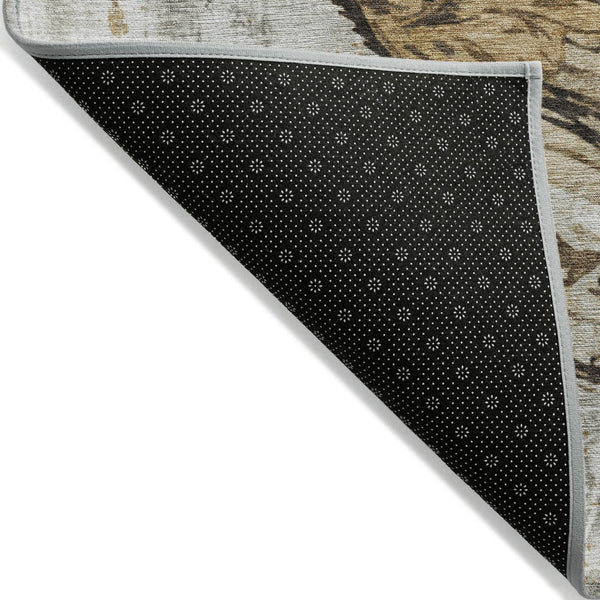 HomeRoots 5' X 8' Stylish Beige and Charcoal Animal Print Washable Area Rug for Indoor and Outdoor Spaces 640089