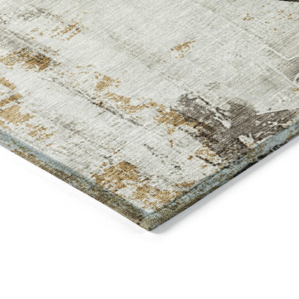 HomeRoots 5' X 8' Stylish Beige and Charcoal Animal Print Washable Area Rug for Indoor and Outdoor Spaces 640089