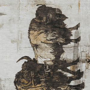 HomeRoots 5' X 8' Stylish Beige and Charcoal Animal Print Washable Area Rug for Indoor and Outdoor Spaces 640089