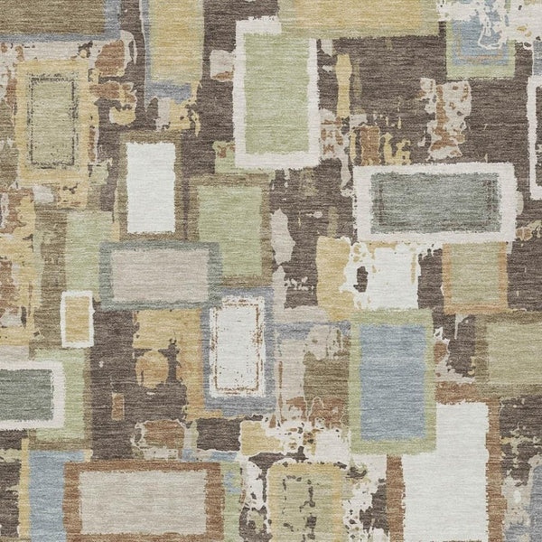 HomeRoots 8' X 10' Geometric Washable Area Rug in Brown, Ivory & Gray - Perfect for Indoor & Outdoor Spaces! 640103