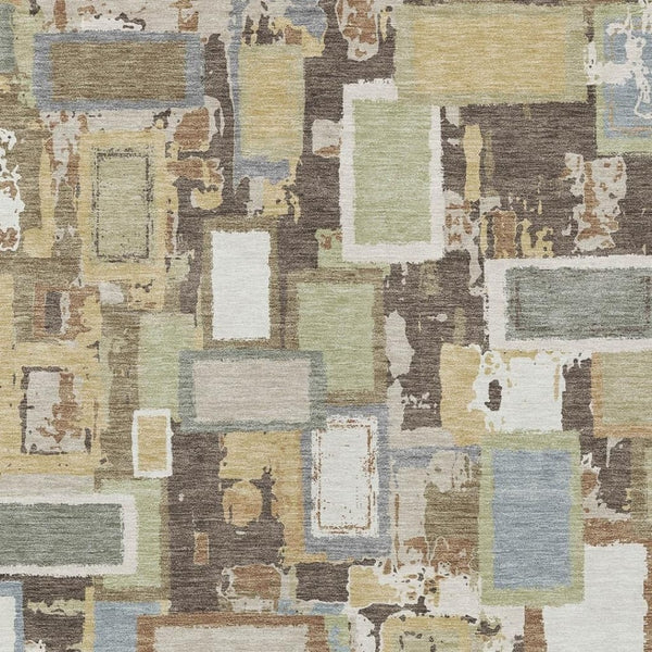HomeRoots 8' X 10' Geometric Washable Area Rug in Brown, Ivory & Gray - Perfect for Indoor & Outdoor Spaces! 640103