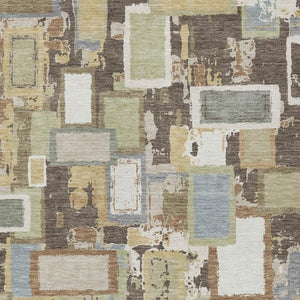 HomeRoots 9' X 12' Stylish Brown Ivory Gray Geometric Washable Area Rug for Indoor Outdoor Versatility 640104