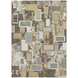 HomeRoots 10' Geometric Washable Area Rug - Stylish Brown, Ivory & Gray Design for Indoor/Outdoor Use! 640105