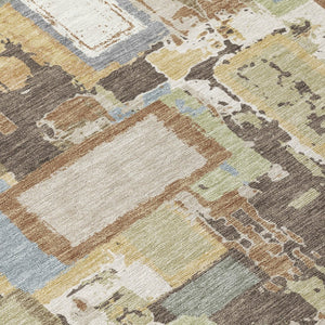 HomeRoots 10' Geometric Washable Area Rug - Stylish Brown, Ivory & Gray Design for Indoor/Outdoor Use! 640105