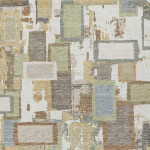 HomeRoots 10' Geometric Ivory Gold Blue Area Rug - Washable, Durable, Perfect for Indoor/Outdoor Spaces! 640117