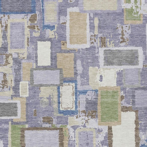 HomeRoots 8' X 10' Stylish Purple Tan Ivory Geometric Area Rug - Washable, Durable for Indoor & Outdoor Use! 640121