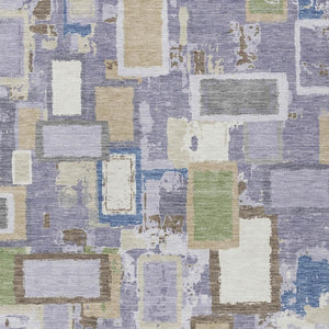 HomeRoots 10' Indoor Outdoor Geometric Area Rug in Purple, Tan & Ivory - Washable, Durable, Stylish Design 640123