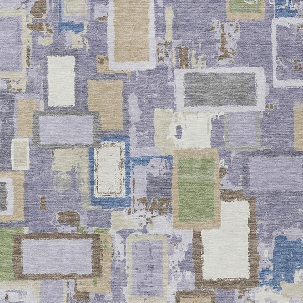 HomeRoots 10' Indoor Outdoor Geometric Area Rug in Purple, Tan & Ivory - Washable, Durable, Stylish Design 640123