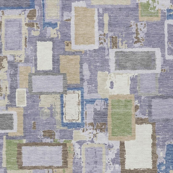 HomeRoots 10' Indoor Outdoor Geometric Area Rug in Purple, Tan & Ivory - Washable, Durable, Stylish Design 640123