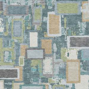 HomeRoots 10' Modern Geometric Teal Blue and Green Washable Area Rug for Indoor/Outdoor Spaces - Stylish & Durable 640129